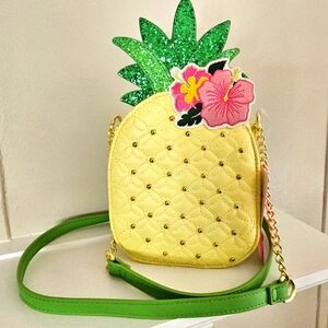Tropical Pineapple Kitch Crossbody Xoprickl Quilted Studded Glitter Embroidered